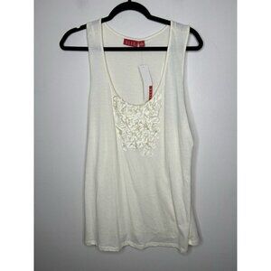 Elle White Cream Floral Sleeveless Business Casual Tank Size XL NWT